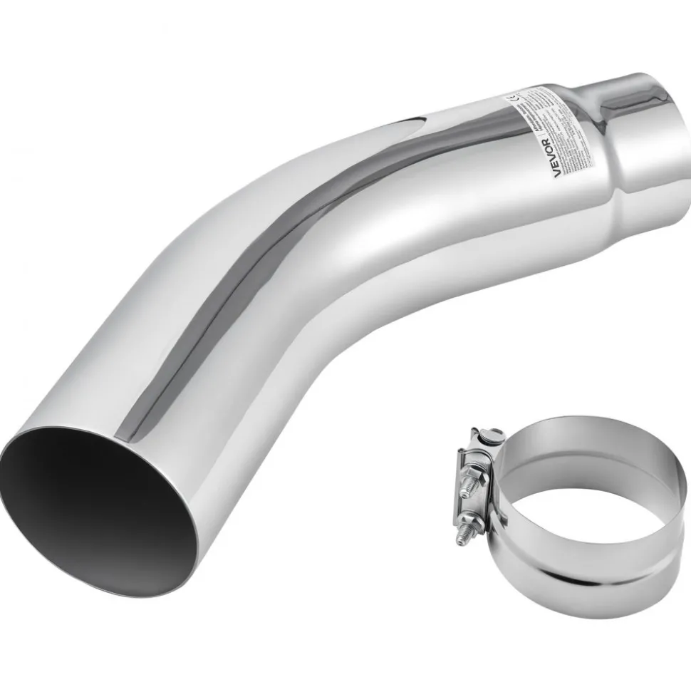VEVOR Elbow Exhaust Tip, 5 Inch Inlet, 6 Inch Outlet, 23 in Overall Length, Chrome Turn Down Exhaust Tip with Clamp for Truck, Sedan, Sports Car, SUV, Chrome Structure for High Temperature Resistance