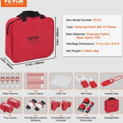VEVOR Electrical Lockout Tagout Kit, 47 PCS Safety Loto Kit Includes Padlocks, Hasps, Tags, Nylon Ties, Plug Lockouts, Circuit Breaker Lockouts, and Carrying Bag, for Industrial, Electric Power