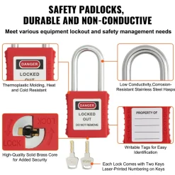 VEVOR Electrical Lockout Tagout Kit, 59 PCS Safety Lockout Tagout Station With Padlocks, Hasps, Tags, Ties, Plug Lockout, Circuit Breaker Lockouts, Valve Lockouts, Cable Lockout, Lockout Bag, Box