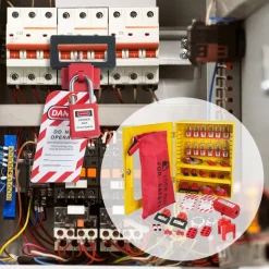 VEVOR Electrical Lockout Tagout Kit, 60 PCS Safety Lockout Tagout Station Includes Padlocks, Hasps, Tags, Nylon Ties, Expansion Kit, and Lockout Station Board, for Industrial, Electric Power