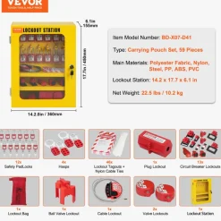 VEVOR Electrical Lockout Tagout Kit, 60 PCS Safety Lockout Tagout Station Includes Padlocks, Hasps, Tags, Nylon Ties, Expansion Kit, and Lockout Station Board, for Industrial, Electric Power