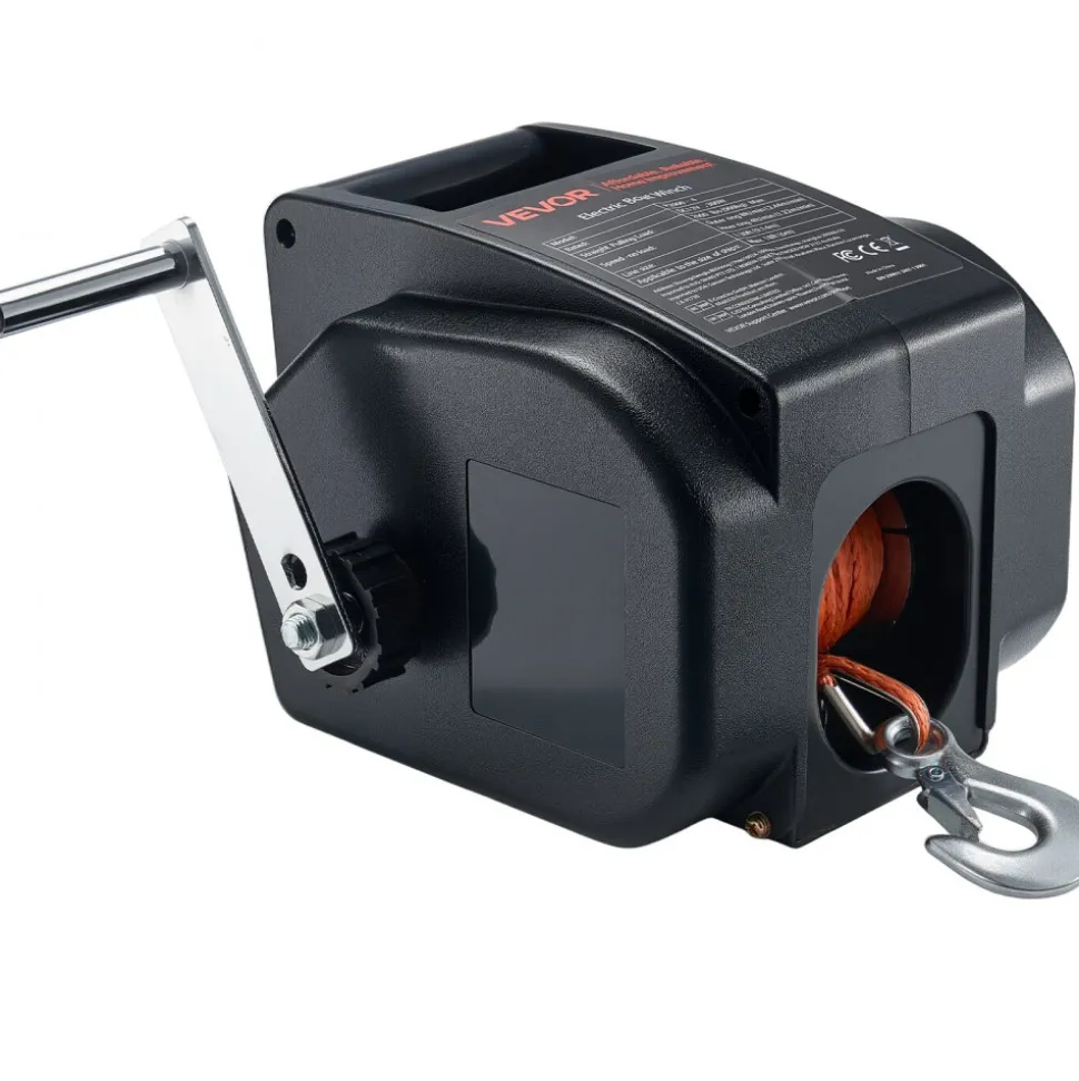 VEVOR Electric Boat Winch, 12V DC 300W, Reversible Electric Trailer Winch for Boats Up to 2000 lbs, Power-in, Power-Out, and Freewheel Operations for Boats with Wired Remote Control & Hand Crank