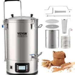 VEVOR Electric Brewing System, 8 Gal/30 L Brewing Capacity, All-in-One Home Beer Brewer with Pump, Mash Boil Device with Panel, Auto/Manual Mode 100-1800W Power 25-100℃ Temp 1-180 min Timer Recipe Memory