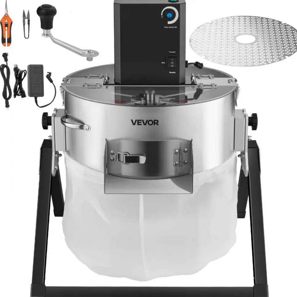VEVOR Electric Bud Leaf Trimmer, 2-in-1 Manual & Electric, 16 in Bud Trimmer with Sharp Stainless Steel Blades, Bracket Type Wet Dry Hydroponic Cutting Machine with Dry Grate, for Plant Buds Flowers