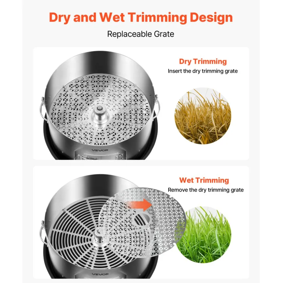 VEVOR Electric Bud Leaf Trimmer, 2-in-1 Manual & Electric, 16 in Bud Trimmer with Stainless Steel Blades, Visual Cutting, Wet & Dry Hydroponic Cutting Machine with Tray, for Plant Buds Flowers
