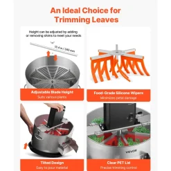 VEVOR Electric Bud Leaf Trimmer, 2-in-1 Manual & Electric, 16 in Bud Trimmer with Stainless Steel Blades, Visual Cutting, Wet & Dry Hydroponic Cutting Machine with Tray, for Plant Buds Flowers