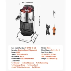 VEVOR Electric Bud Leaf Trimmer, 18 in Tiltable Bud Trimmer with Sharp Stainless Steel Blades, Adjustable Speed, Hydroponic Cutting Machine with Collection Bag Hand Pruner & Scissors, for Leaves Buds