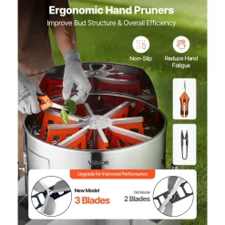VEVOR Electric Bud Leaf Trimmer, 18 in Tiltable Bud Trimmer with Sharp Stainless Steel Blades, Adjustable Speed, Hydroponic Cutting Machine with Collection Bag Hand Pruner & Scissors, for Leaves Buds