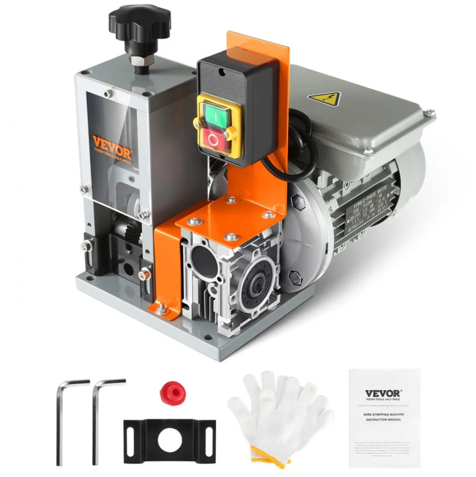 VEVOR Electric Cable Stripping Tool, 0.06''-1.57'' Motorized Wire Stripper, 370 W, 88 ft/min, Includes Manual Crank & 11 Channels, Ideal for Copper Scrap Recycling