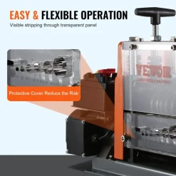 VEVOR Electric Cable Stripping Tool, 0.06''-0.98'' Motorized Wire Stripper, 60W, Features Clear Depth Gauge, Includes 6 Circular & 1 Flat Channels for Efficient Copper Wire Recycling