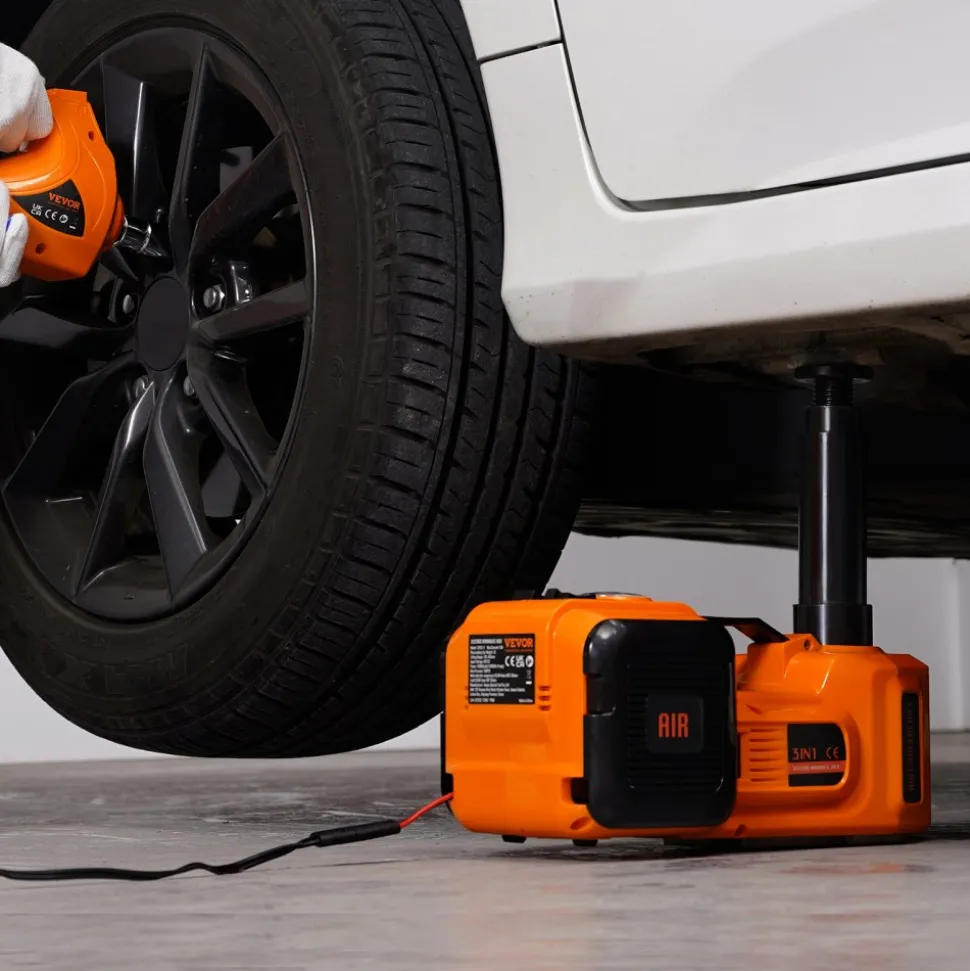 VEVOR Electric Car Jack, 5 Ton/11023 LBS Hydraulic Jack with Electric Impact Wrench, Portable Car Lift with Built-in Inflatable Pump, and LED Light for SUV MPV Sedan Truck Change Tires Garage Repair