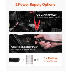 VEVOR Electric Car Jack, 5 Tons /11000 lbs, Electric Scissor Jack with Built-In Inflator, 12V Tire Change Replacement with Electric Impact Wrench & LED Light, Portable Jack kit for Sedan, SUV, Truck