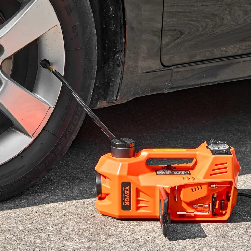 VEVOR Electric Car Jack, 5 Tons /11000 lbs, Electric Scissor Jack with Built-In Inflator, 12V Tire Change Replacement with Electric Impact Wrench & LED Light, Portable Jack kit for Sedan, SUV, Truck