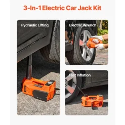 VEVOR Electric Car Jack, 5 Tons /11000 lbs, Electric Scissor Jack with Built-In Inflator, 12V Tire Change Replacement with Electric Impact Wrench & LED Light, Portable Jack kit for Sedan, SUV, Truck