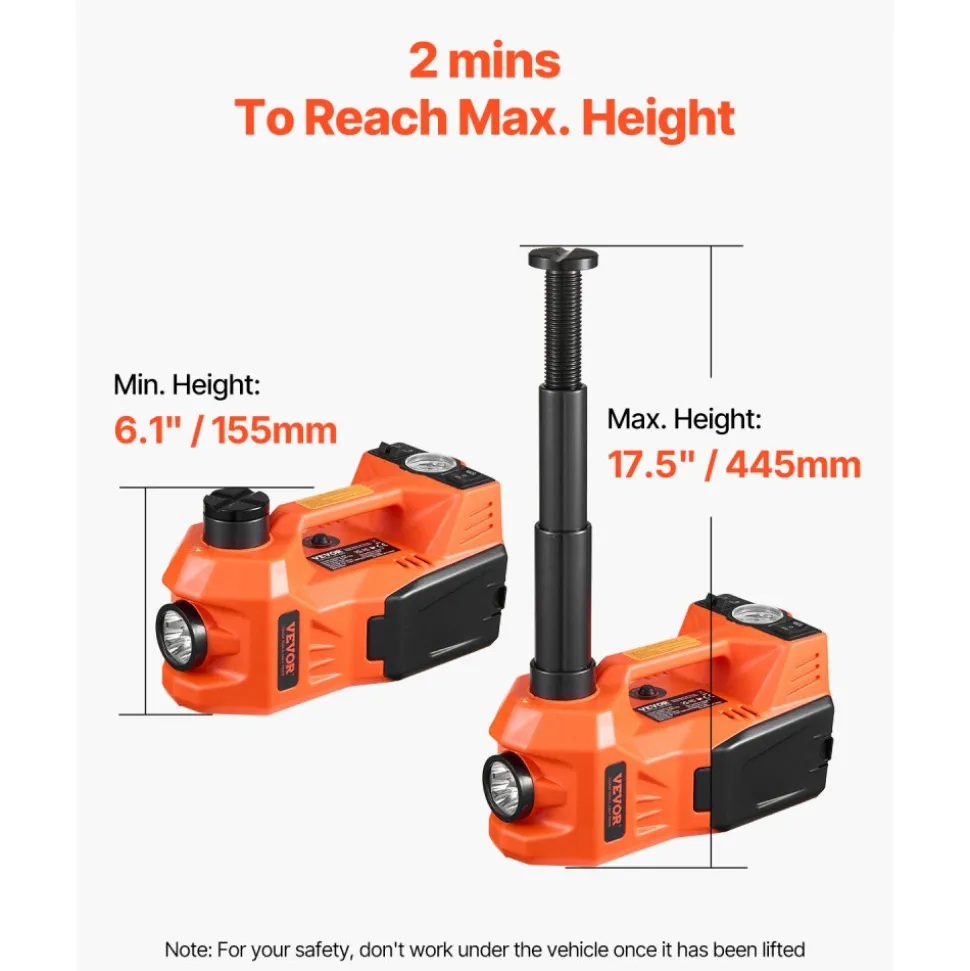 VEVOR Electric Car Jack, 5 Tons /11000 lbs, Electric Scissor Jack with Built-In Inflator, 12V Tire Change Replacement with Electric Impact Wrench & LED Light, Portable Jack kit for Sedan, SUV, Truck
