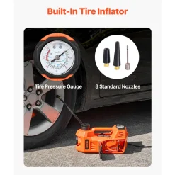 VEVOR Electric Car Jack, 5 Tons /11000 lbs, Electric Scissor Jack with Built-In Inflator, 12V Tire Change Replacement with Electric Impact Wrench & LED Light, Portable Jack kit for Sedan, SUV, Truck