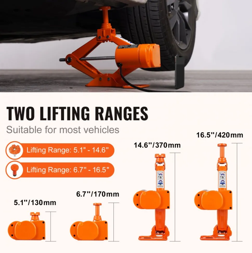 VEVOR Electric Car Jack, 3 Tons /6600 lbs Scissor Jack, 12V Electric Automatic Jack with Double Saddles and Remote Control, Portable Car Jack for Sedan, SUV, Truck Tire Change