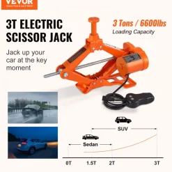 VEVOR Electric Car Jack, 3 Tons /6600 lbs Scissor Jack, 12V Electric Automatic Jack with Double Saddles and Remote Control, Portable Car Jack for Sedan, SUV, Truck Tire Change