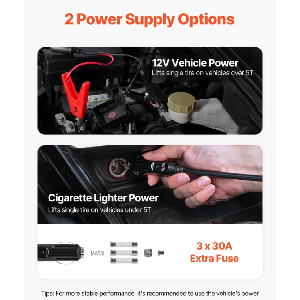 VEVOR Electric Car Jack, 15 Tons /33000 lbs, Adjustable Electric Scissor Jack with High Load Capacity, 12V Dual-Powered Tire Change Replacement with LED Light, Portable Jack kit for Sedan, SUV, Truck