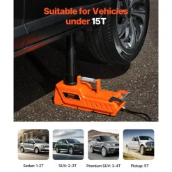 VEVOR Electric Car Jack, 15 Tons /33000 lbs, Adjustable Electric Scissor Jack with High Load Capacity, 12V Dual-Powered Tire Change Replacement with LED Light, Portable Jack kit for Sedan, SUV, Truck