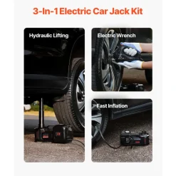 VEVOR Electric Car Jack, 5 Tons /11000 lbs, Electric Scissor Jack with Built-In Inflator, 12V Tire Change Replacement with Electric Impact Wrench & LED Light, Portable Jack kit for Sedan, SUV, Truck