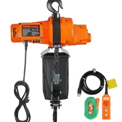 VEVOR Electric Chain Hoist, 2200 lbs Load Capacity, 10 ft Lifting Height, 6.9 ft/min Speed, 120V, Single Phase Overhead Crane with Chain, 10 ft Wired Remote Control for Garage, Shop, Hotel, and Home