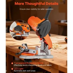 VEVOR Electric Chainsaw Sharpener, 85W Bench Saw Chain Sharpener 5000RPM, Professional Chainsaw Sharpening Tool with 2 Grinding Wheels & LED Light for Woodworking, Logging, Gardening