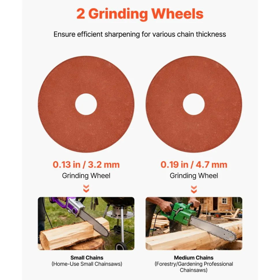 VEVOR Electric Chainsaw Sharpener, 85W Bench Saw Chain Sharpener 5000RPM, Professional Chainsaw Sharpening Tool with 2 Grinding Wheels & LED Light for Woodworking, Logging, Gardening