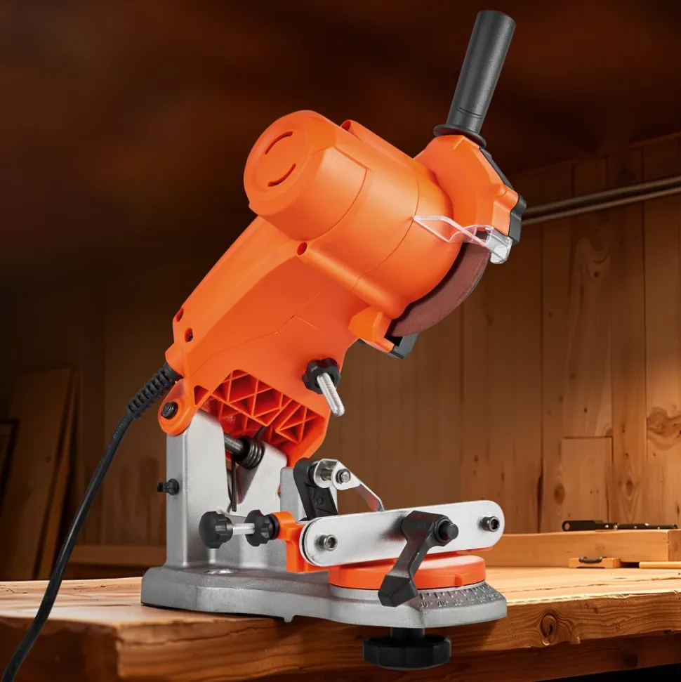 VEVOR Electric Chainsaw Sharpener, 85W Bench Saw Chain Sharpener 5000RPM, Professional Chainsaw Sharpening Tool with 2 Grinding Wheels & LED Light for Woodworking, Logging, Gardening