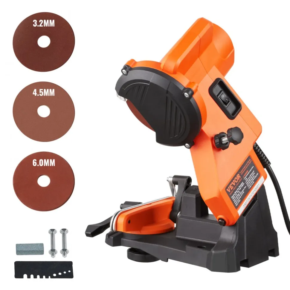 VEVOR Electric Chainsaw Sharpener, 85W Bench Saw Chain Sharpener 5000RPM, Professional Chainsaw Sharpening Tool with 2 Grinding Wheels for Woodworking, Logging, Gardening