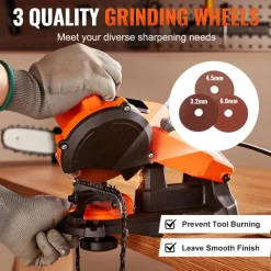 VEVOR Electric Chainsaw Sharpener, 85W Bench Saw Chain Sharpener 5000RPM, Professional Chainsaw Sharpening Tool with 2 Grinding Wheels for Woodworking, Logging, Gardening