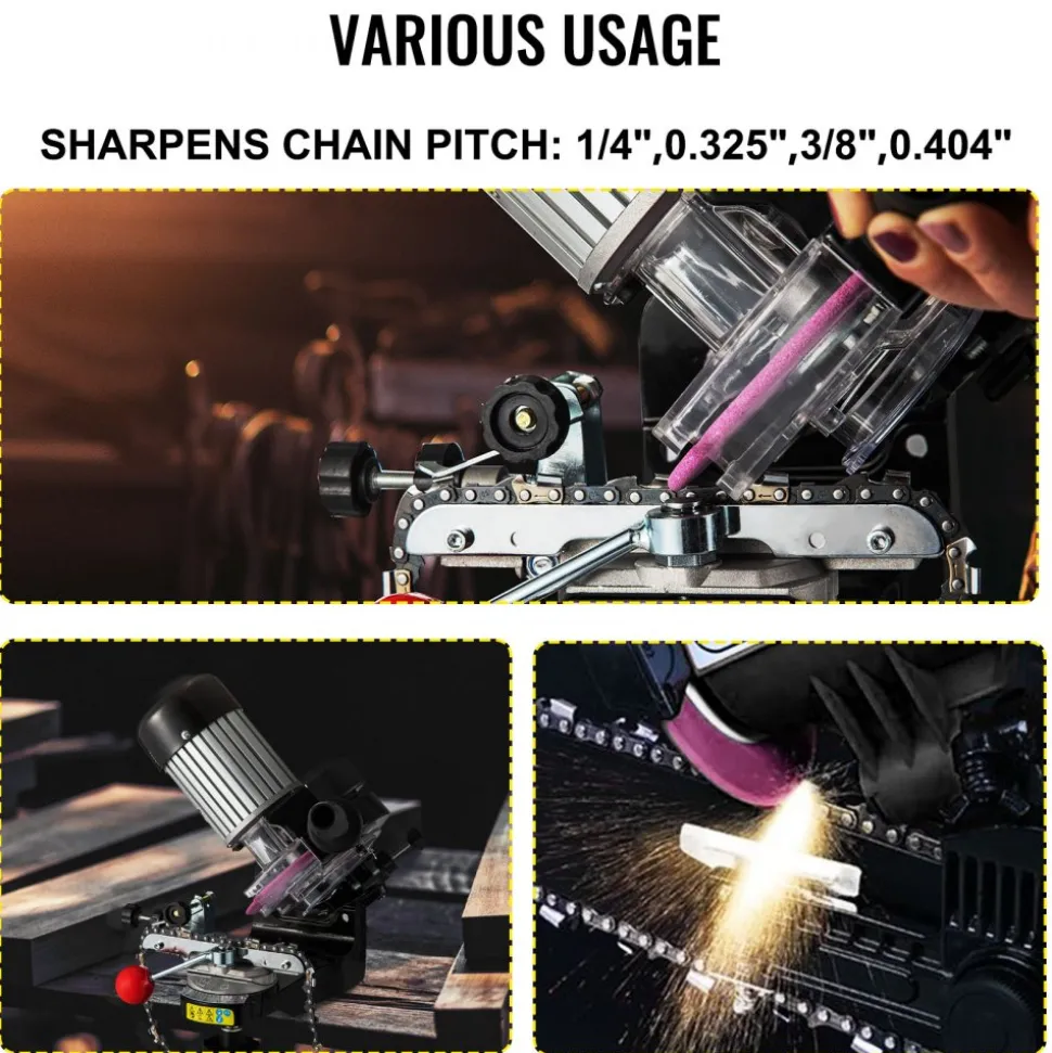 VEVOR Electric Chainsaw Sharpener, 230W Professional Multi-Angle Adjustable Chain Grinder 3000RPM, Electric Chainsaw Blade Sharpener for 1/4" to 2/5" Chains