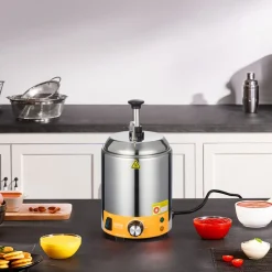 VEVOR Electric Cheese Dispenser with Pump, 2.4L Commercial Hot Fudge Warmer, Stainless Steel Pump Dispenser, 86-230℉ Temp Adjustable Nacho Cheese Sauce Warmer, for Hot Fudge Cheese Caramel