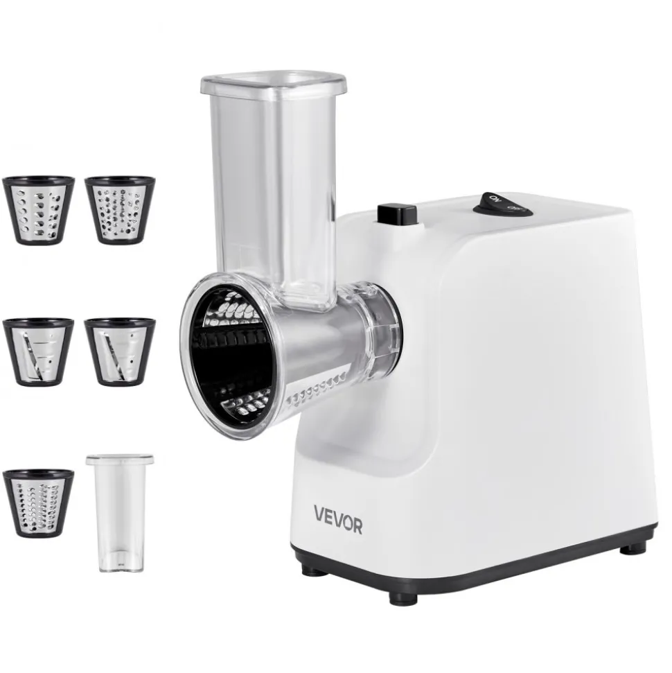 VEVOR Electric Cheese Grater Salad Maker, 200W Salad Shooter, Electric Vegetable Slicer Shredder Chopper for Fruits with 5 Attachments, Stainless Steel Food Cutter for Vegetables, and Cheeses