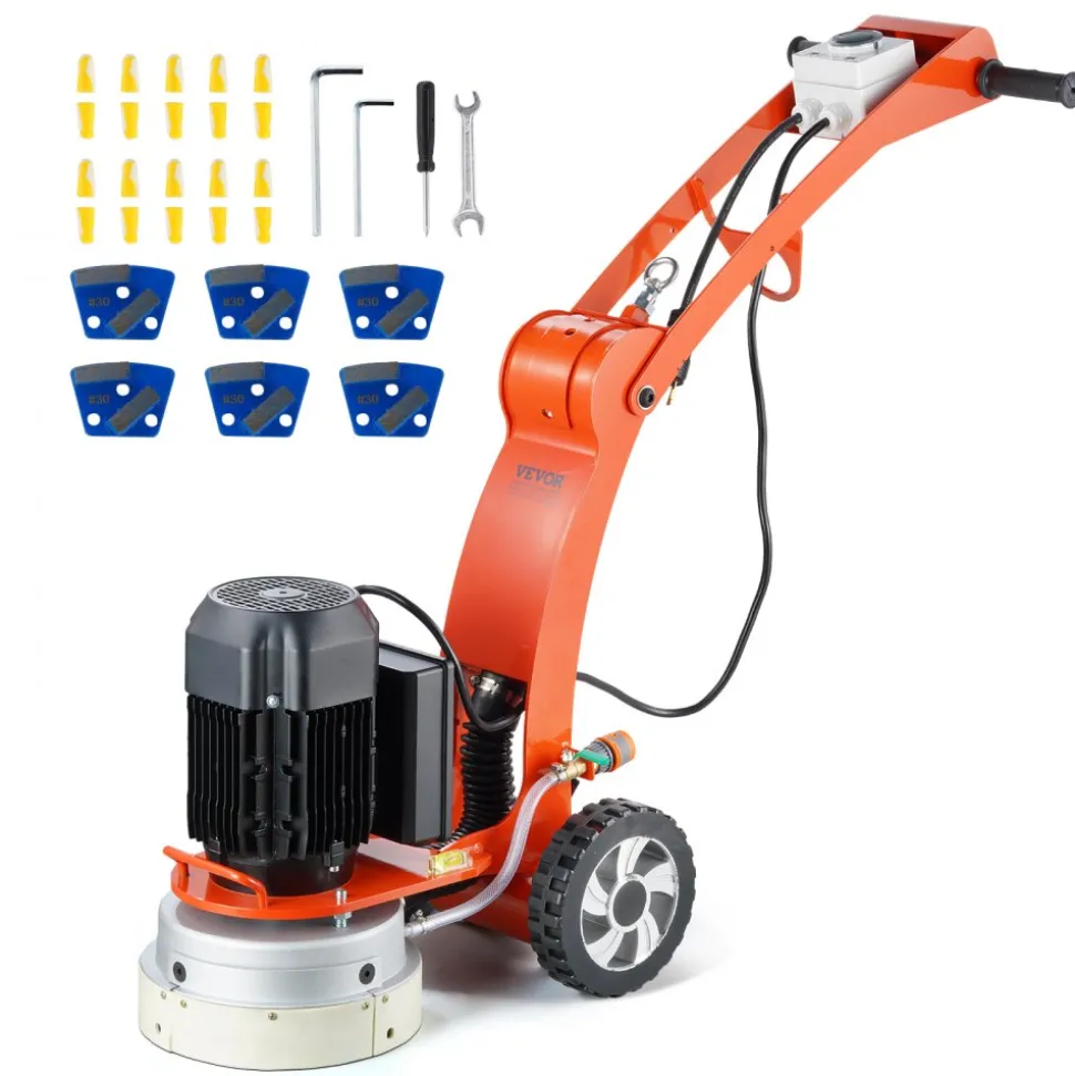 VEVOR Electric Concrete Floor Grinder 10" Walk-Behind Grinder 1.7HP Concrete Floor Polisher, 1300W Grinding Machine, 1720RPM Upgrade Brushless Motor Surfacing Grinder for Granite/Marble/Stones