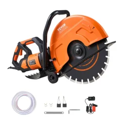 VEVOR Electric Concrete Saw, 16 in, 3200 W Motor Circular Saw Cutter with Max. 6 in Adjustable Cutting Depth, Wet Disk Saw Cutter Includes Water Line, Pump and Blade, for Stone, Brick