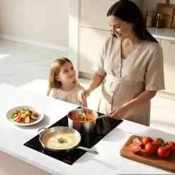 VEVOR Electric Cooktop 12inch 2 Burners Stove Top 3000W 220V No Plug, Ceramic Built-in Radiant Electric Stove, with 9 Power Levels, Timer, Child Lock, Over-Heat Guard, Touch Control