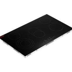VEVOR Electric Cooktop, 36 inch 5 Burners Built-in Electric Stove Top, 8600W Ceramic Top Radiant Cooktop with Glass Panel, Touch Control, Timer, Child Lock, 9 Heat Level, 220-240V, Hard Wire (No Plug)