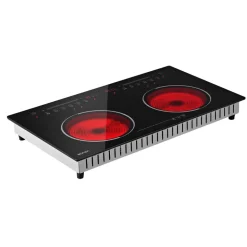 VEVOR Electric Cooktop 24inch 2 Burners Portable Stove Top 1800W 120V, Ceramic Countertop/Built-in Radiant Electric Stove , with 9 Power Levels, Timer, Child Lock, Over-Heat Guard, Touch Control