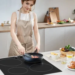 VEVOR Electric Cooktop 12inch 2 Burners Portable Stove Top 1800W 120V, Ceramic Countertop/Built-in Radiant Electric Stove, with 9 Power Levels, Timer, Child Lock, Over-Heat Guard, Touch Control