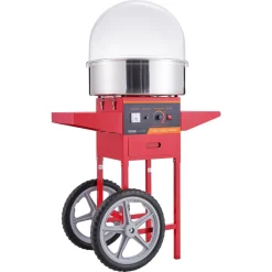VEVOR Electric Cotton Candy Machine with Cart, 1000W Commercial Candy Floss Maker with Cover, Stainless Steel Bowl, Sugar Scoop and Drawer, Perfect for Home, Kids Birthday, Family Party, Red