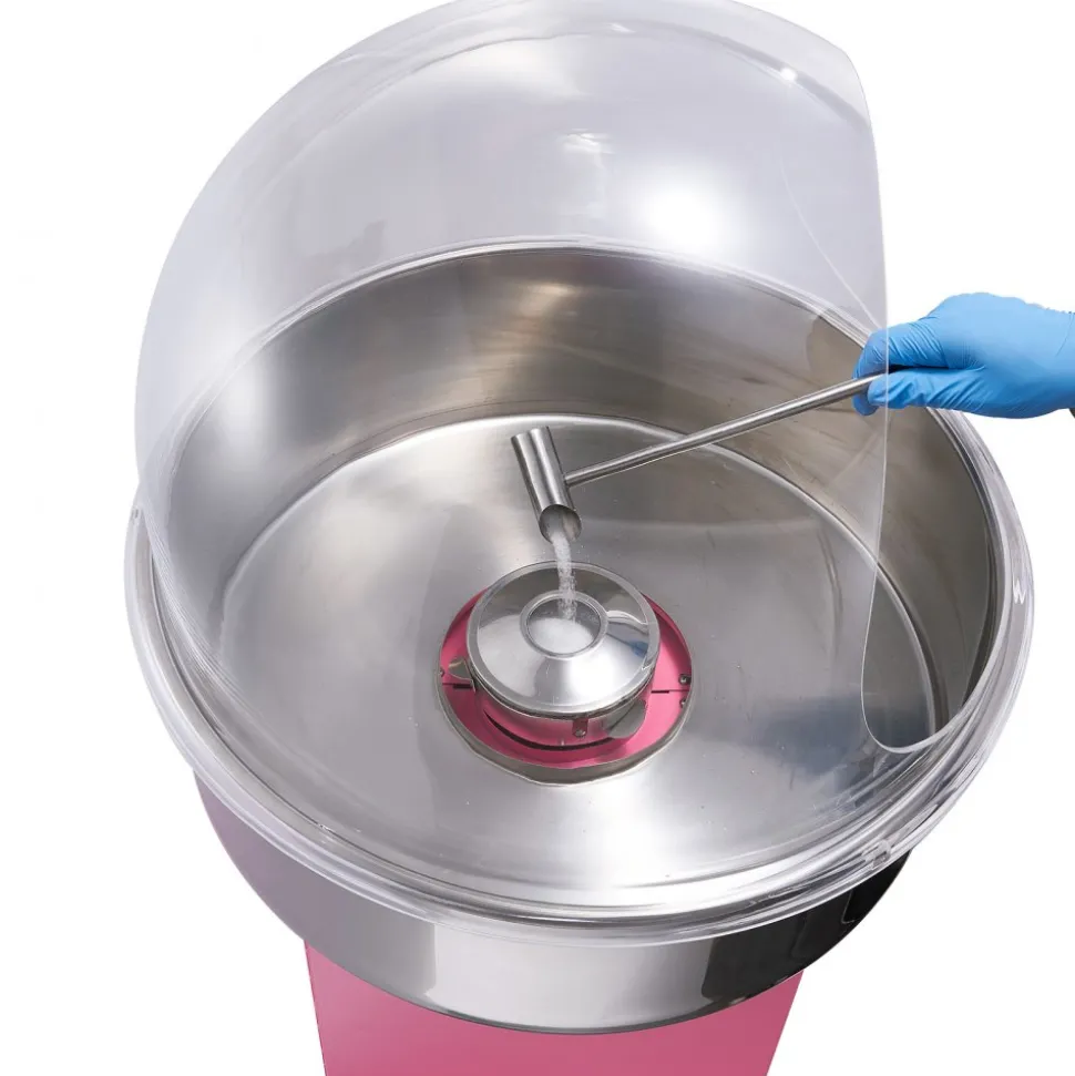 VEVOR Electric Cotton Candy Machine, 1000W Candy Floss Maker, Commercial Cotton Candy Machine with Stainless Steel Bowl, Sugar Scoop, and Cover, Perfect for Home Kids Birthday, Family Party Pink