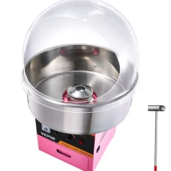 VEVOR Electric Cotton Candy Machine, 1000W Candy Floss Maker, Commercial Cotton Candy Machine with Stainless Steel Bowl, Sugar Scoop, and Cover, Perfect for Home Kids Birthday, Family Party Pink