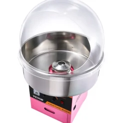 VEVOR Electric Cotton Candy Machine, 1000W Candy Floss Maker, Commercial Cotton Candy Machine with Stainless Steel Bowl, Sugar Scoop, and Cover, Perfect for Home Kids Birthday, Family Party Pink