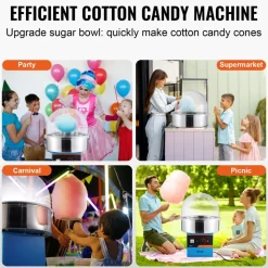 VEVOR Electric Cotton Candy Machine, 1000W Candy Floss Maker, Commercial Cotton Candy Machine with Cover, Stainless Steel Bowl, and Sugar Scoop, Perfect for Home Kids Birthday, Family Party (Red)