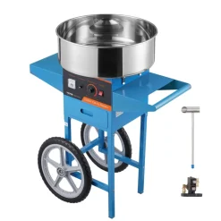 VEVOR Electric Cotton Candy Machine with Cart, 1000W Commercial Candy Floss Maker with Stainless Steel Bowl, Sugar Scoop and Drawer, Perfect for Home, Kids Birthday, Family Party, Blue