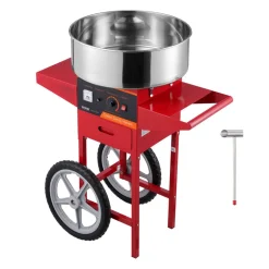 VEVOR Electric Cotton Candy Machine with Cart, 1000W Commercial Candy Floss Maker with Stainless Steel Bowl, Sugar Scoop and Drawer, Perfect for Home, Kids Birthday, Family Party, Red