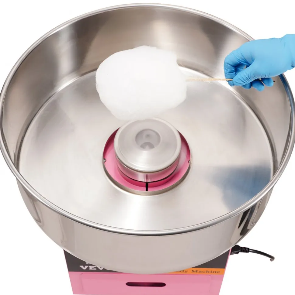 VEVOR Electric Cotton Candy Machine, 1000W Candy Floss Maker, Commercial Cotton Candy Machine with Stainless Steel Bowl, Sugar Scoop, and Drawer, Perfect for Home Kids Birthday, Family Party Pink