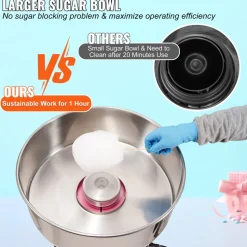 VEVOR Electric Cotton Candy Machine, 1000W Candy Floss Maker, Commercial Cotton Candy Machine with Stainless Steel Bowl, Sugar Scoop, and Drawer, Perfect for Home Kids Birthday, Family Party Pink