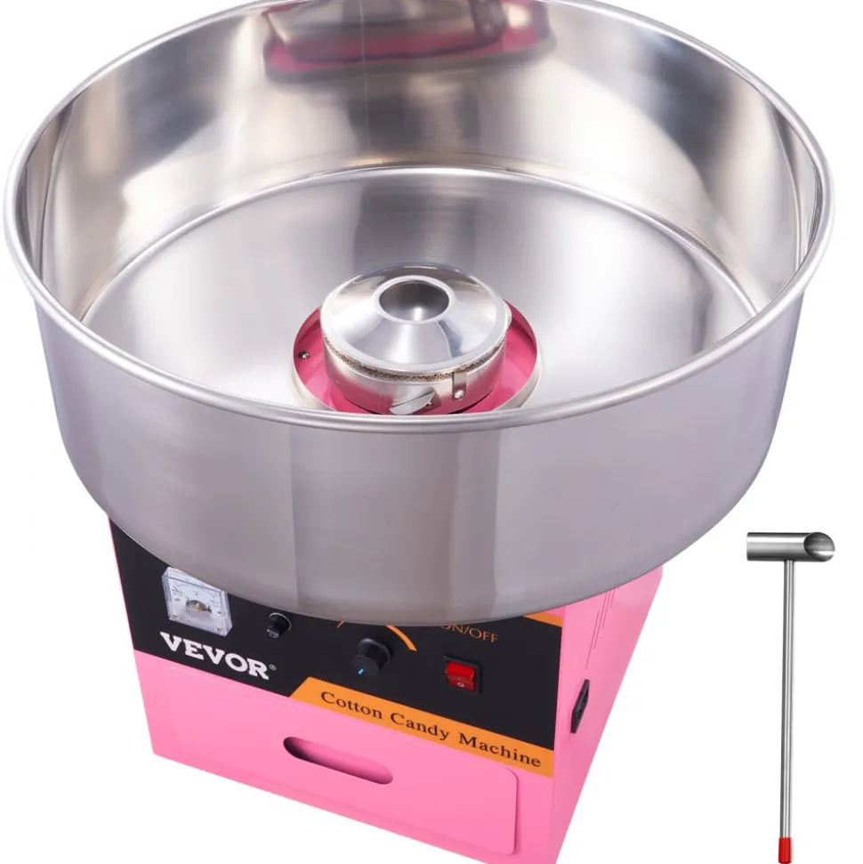 VEVOR Electric Cotton Candy Machine, 1000W Candy Floss Maker, Commercial Cotton Candy Machine with Stainless Steel Bowl, Sugar Scoop, and Drawer, Perfect for Home Kids Birthday, Family Party Pink